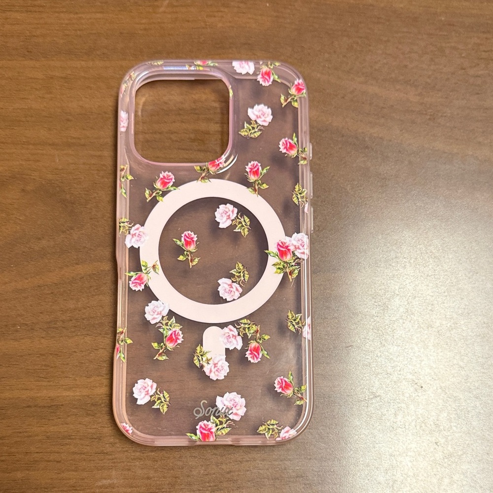 Sonix Clear Floral Phone Case with Pink and Green Accents